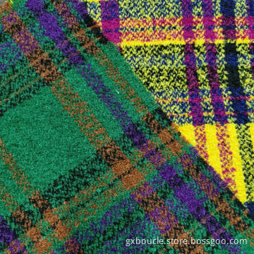 Boucle fashion Plaid design with loops yarn fabric
